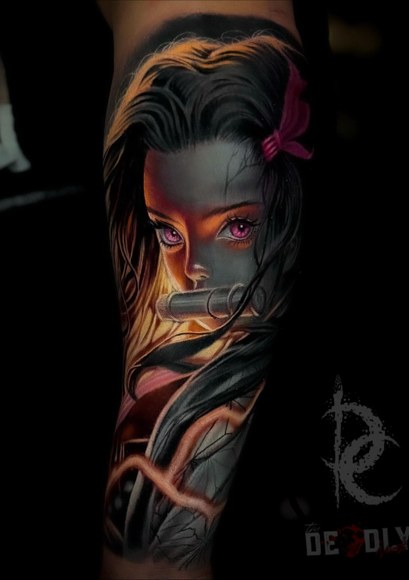 Colour realism portrait tattoo